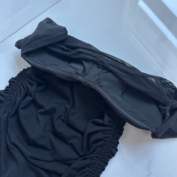 SHEIN | Black Corset Ruched Mini Dress | Small | Adjustable Tie Sides - Picture 8 of 16